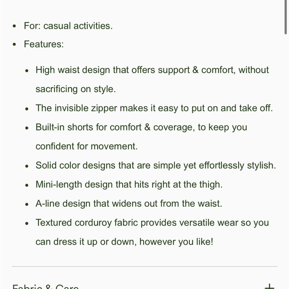 High Waisted Invisible Zipper 2-in-1 A Line Mini Corduroy Casual Skirt - Picture 3 of 3